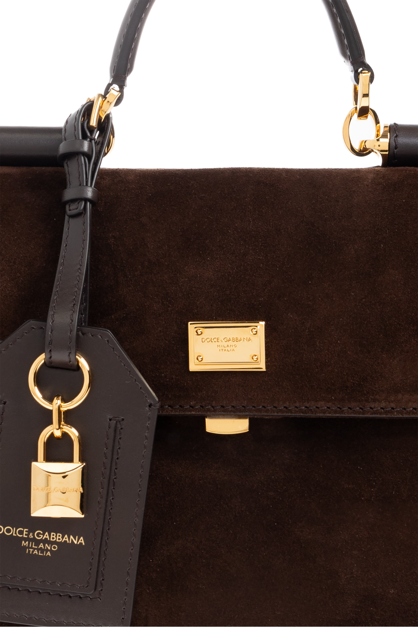 Dolce & Gabbana brown shoulder bag イタリア製 DOLCE & GABBANA Shoulder Bag Small Brown Calf Leather Sicily